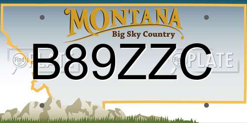 B89ZZC Montana License Plate