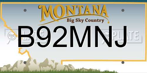 B92MNJ Montana License Plate