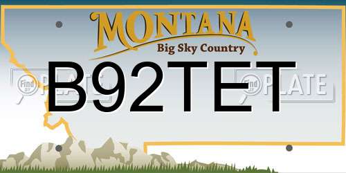 B92TET Montana License Plate