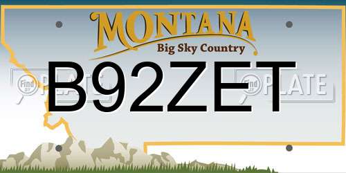 B92ZET Montana License Plate