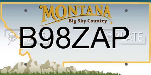 B98ZAP Montana License Plate
