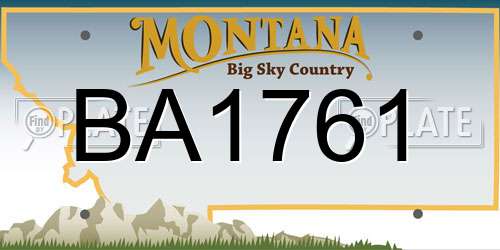 BA1761 Montana License Plate