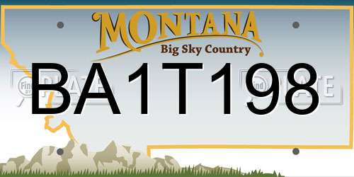 BA1T198 Montana License Plate