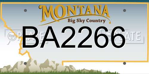 BA2266 Montana License Plate
