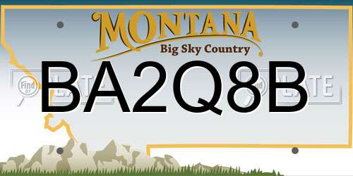 BA2Q8B Montana License Plate