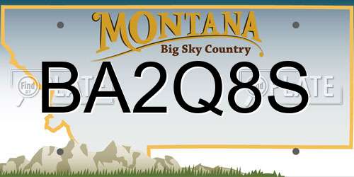 BA2Q8S Montana License Plate
