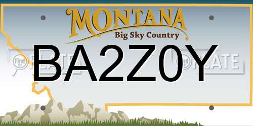 BA2Z0Y Montana License Plate
