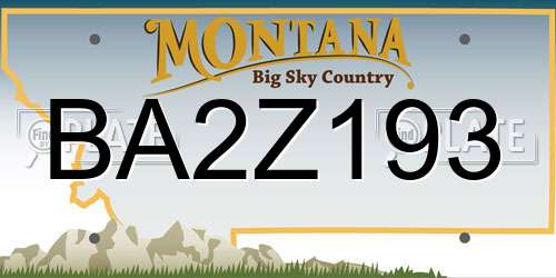 BA2Z193 Montana License Plate