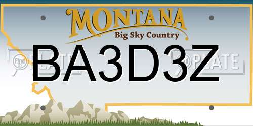 BA3D3Z Montana License Plate
