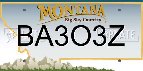 BA3O3Z Montana License Plate