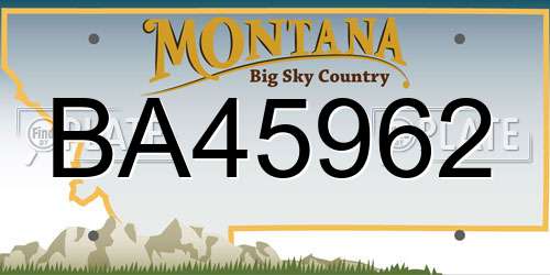 BA45962 Montana License Plate