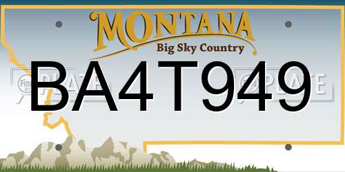 BA4T949 Montana License Plate