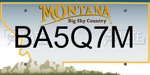 BA5Q7M Montana License Plate