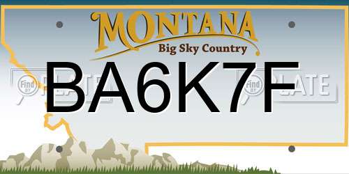 BA6K7F Montana License Plate