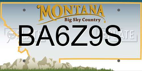 BA6Z9S Montana License Plate