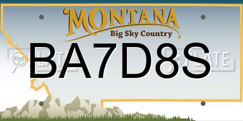 BA7D8S Montana License Plate