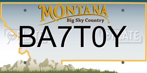 BA7T0Y Montana License Plate
