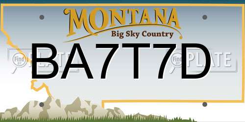 BA7T7D Montana License Plate