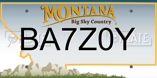 BA7Z0Y Montana License Plate