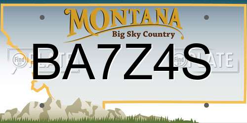 BA7Z4S Montana License Plate