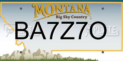 BA7Z7O Montana License Plate
