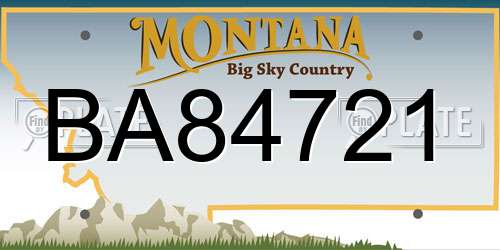 BA84721 Montana License Plate