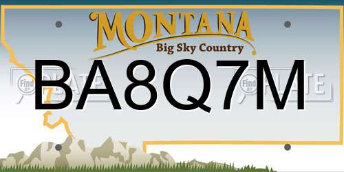 BA8Q7M Montana License Plate