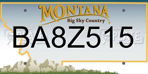 BA8Z515 Montana License Plate