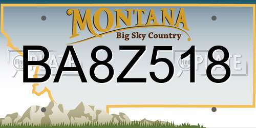 BA8Z518 Montana License Plate