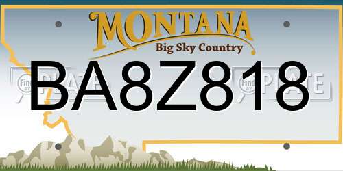 BA8Z818 Montana License Plate