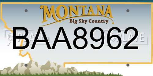 BAA8962 Montana License Plate