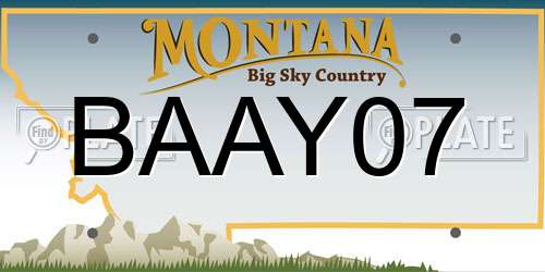BAAY07 Montana License Plate