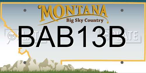 BAB13B Montana License Plate