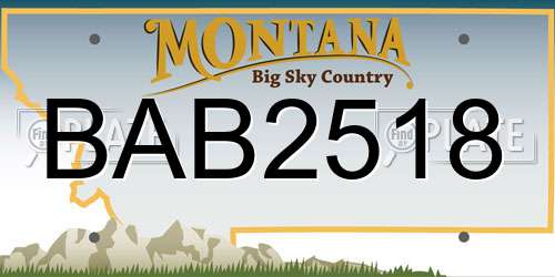 BAB2518 Montana License Plate