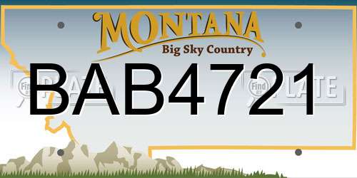 BAB4721 Montana License Plate