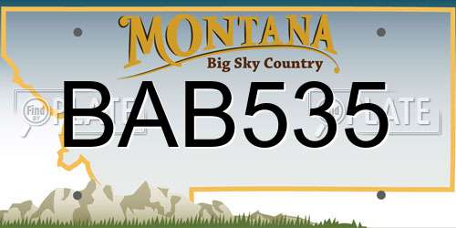 BAB535 Montana License Plate