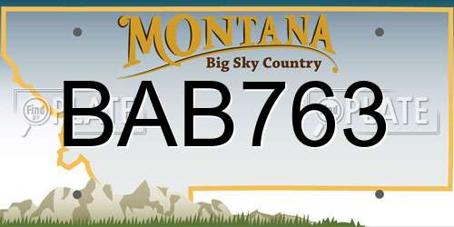 BAB763 Montana License Plate