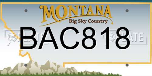 BAC818 Montana License Plate
