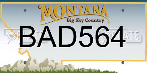 BAD564 Montana License Plate