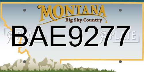 BAE9277 Montana License Plate