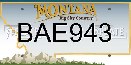 BAE943 Montana License Plate