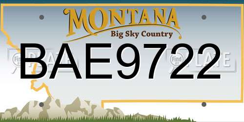 BAE9722 Montana License Plate