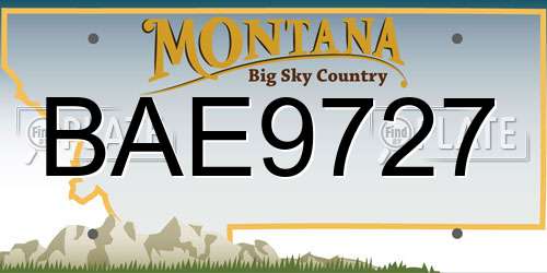BAE9727 Montana License Plate