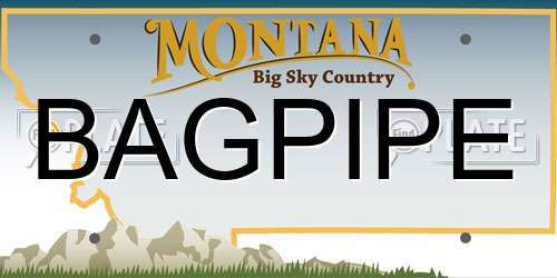 BAGPIPE Montana License Plate