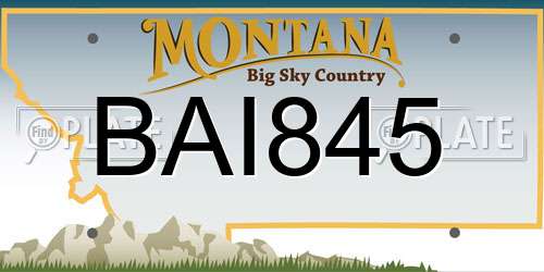 BAI845 Montana License Plate