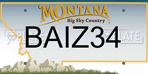 BAIZ34 Montana License Plate