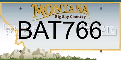 BAT766 Montana License Plate