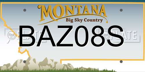 BAZ08S Montana License Plate