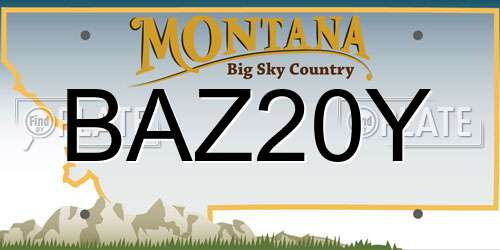 BAZ20Y Montana License Plate