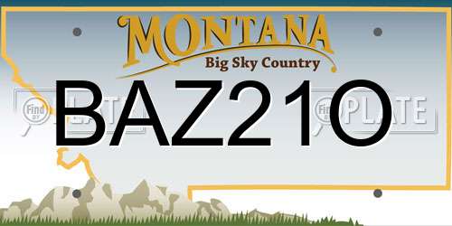 BAZ21O Montana License Plate